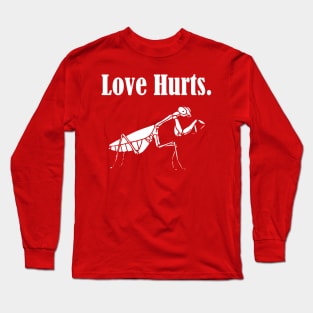 Love Hurts, Funny Praying Mantis Retro Vintage Ringer Long Sleeve T-Shirt